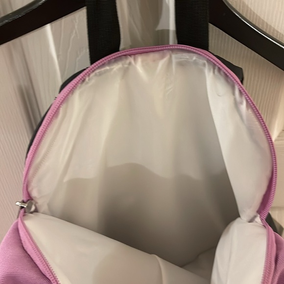 JanSport Backback With Hello Kitty Charm Included In Pink And Tan Suede - Picture 8 of 16